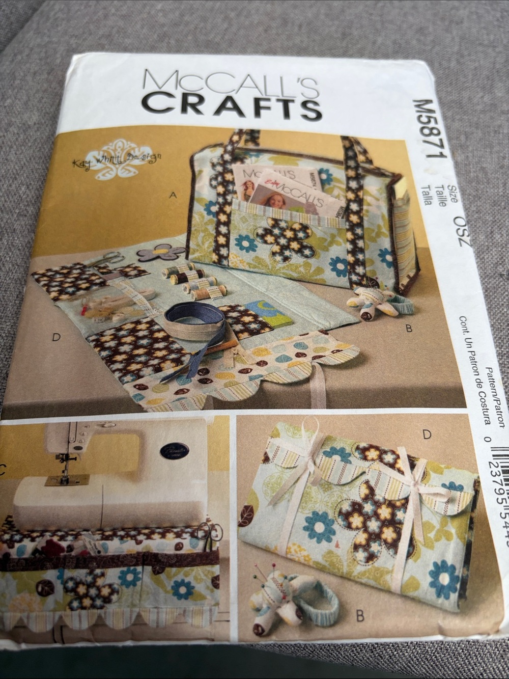 McCall's Crafts Floral Travel Tote in Blue and Cream